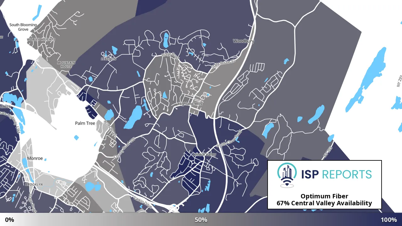 Central Valley, NY map of internet availability