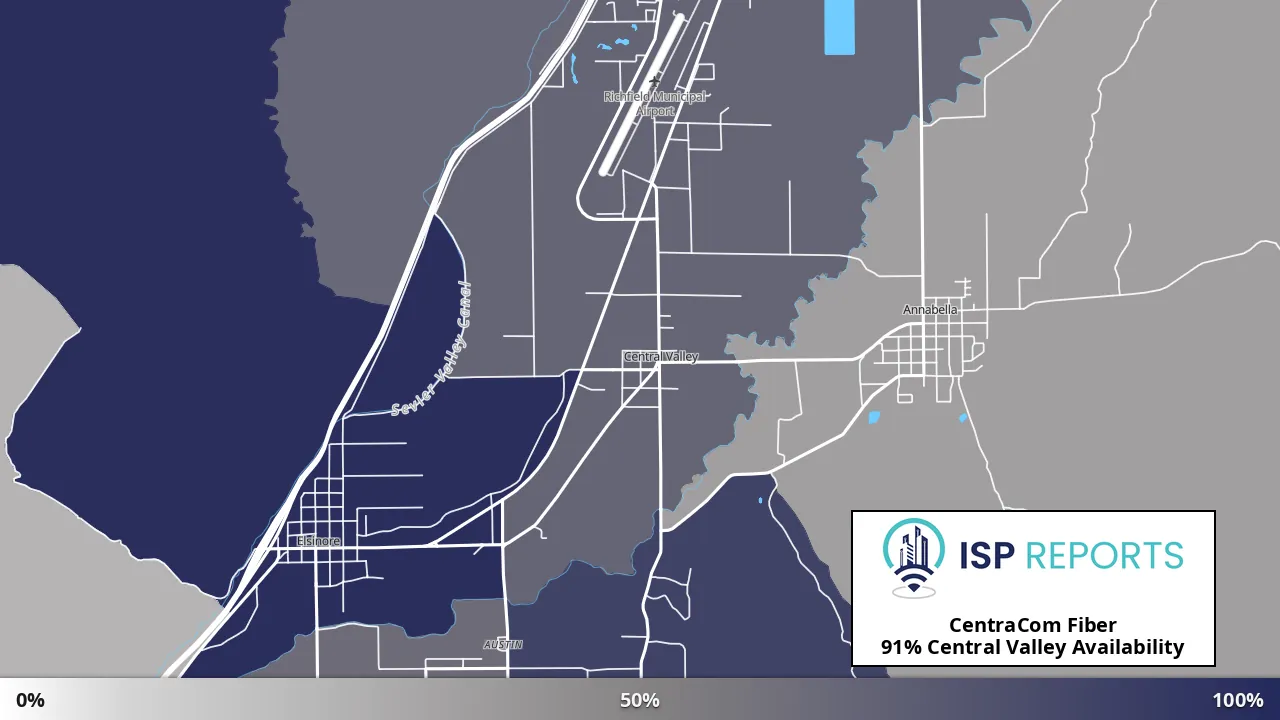 Central Valley, UT map of internet availability