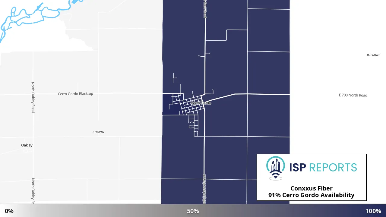 Cerro Gordo, IL map of internet availability