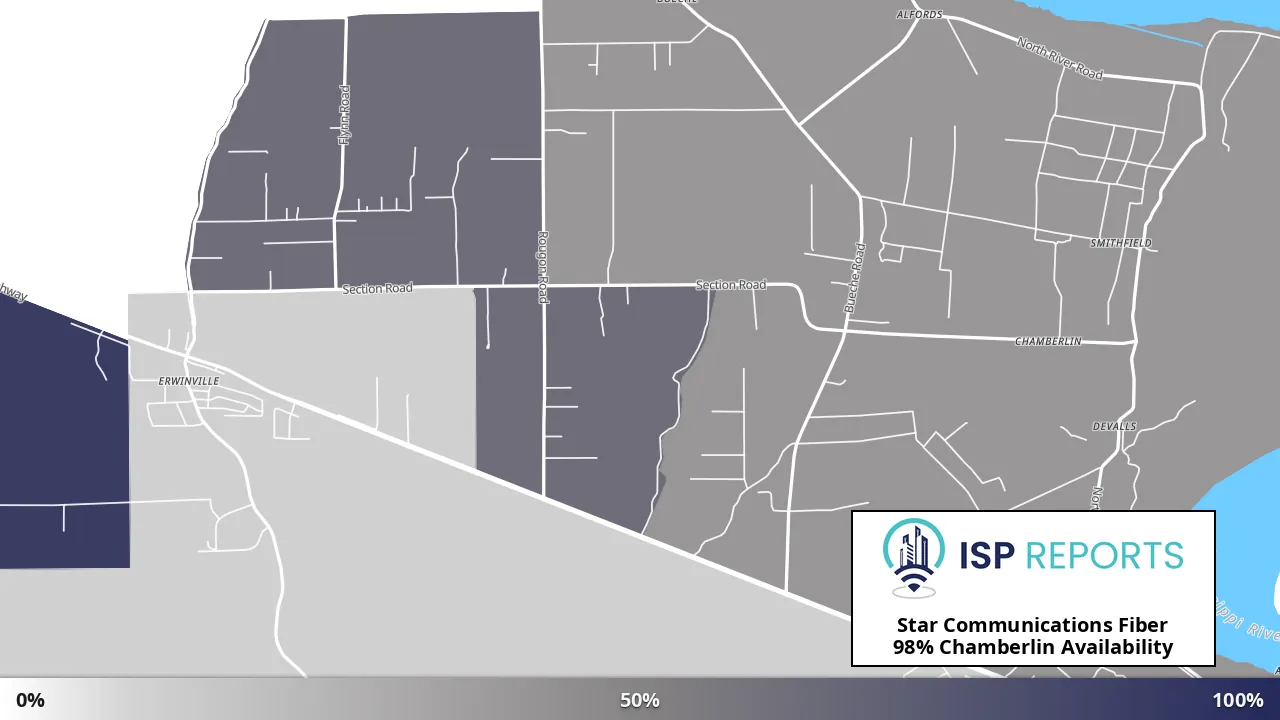 Chamberlin, LA map of internet availability