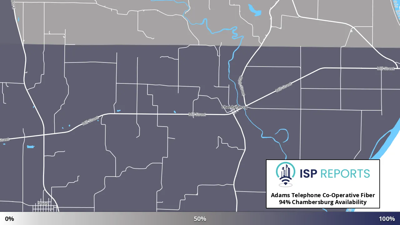 Chambersburg, IL map of internet availability
