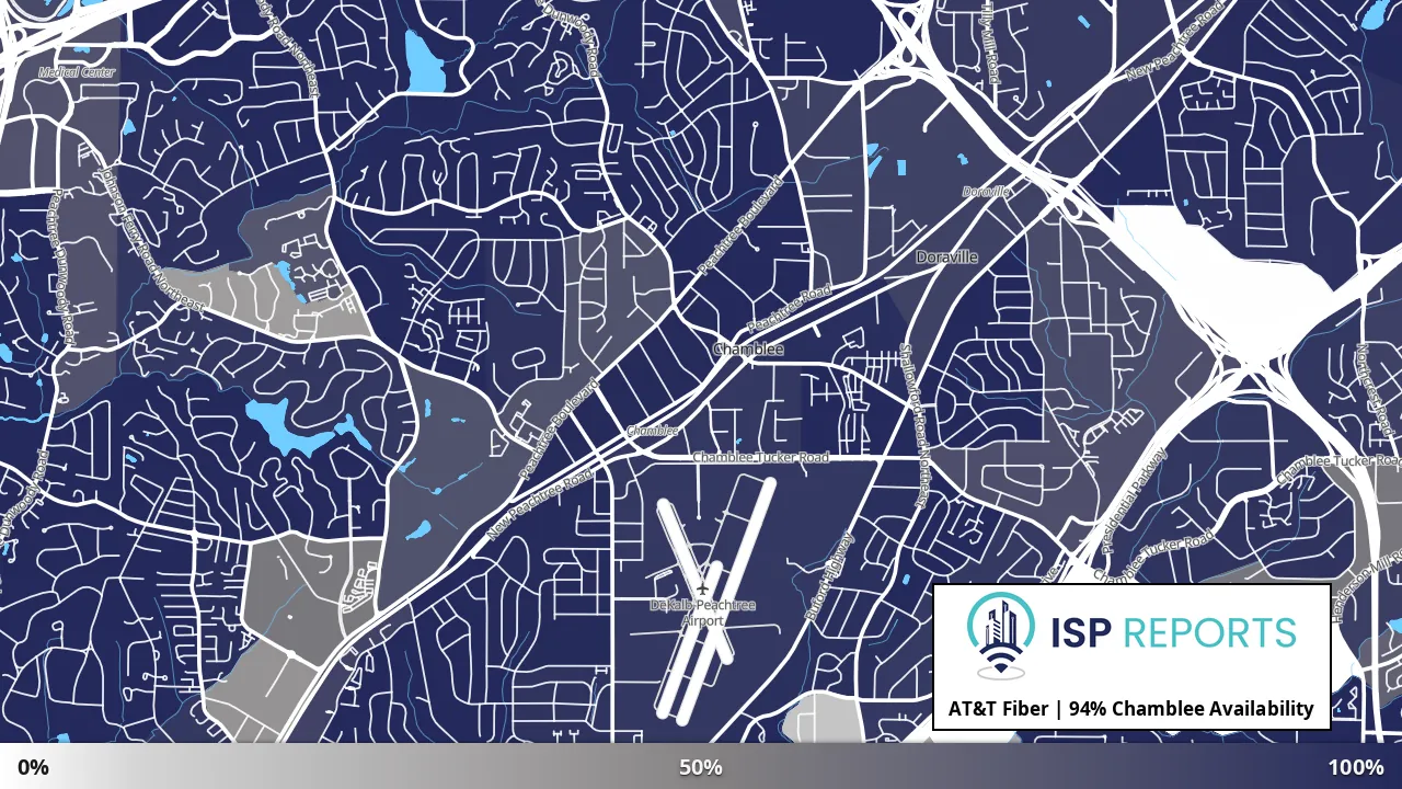 Chamblee, GA map of internet availability