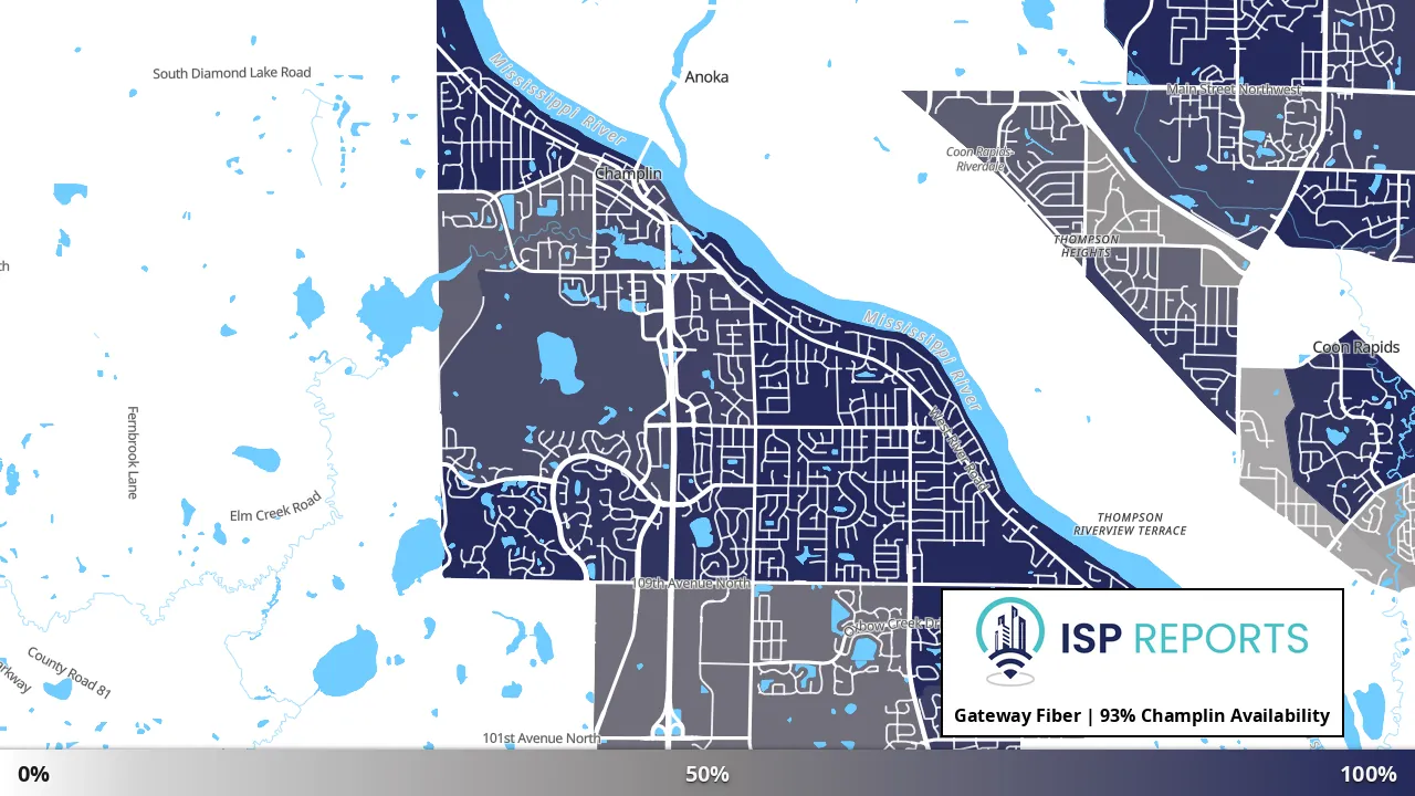 Champlin, MN map of internet availability