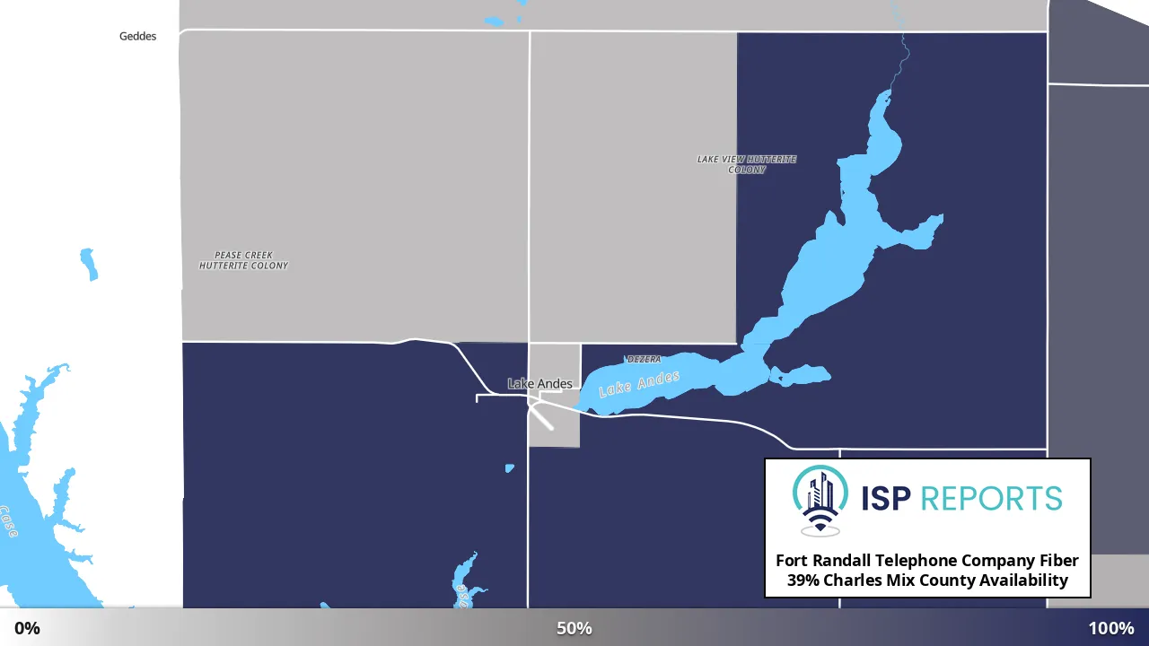 Charles Mix County, SD map of internet availability