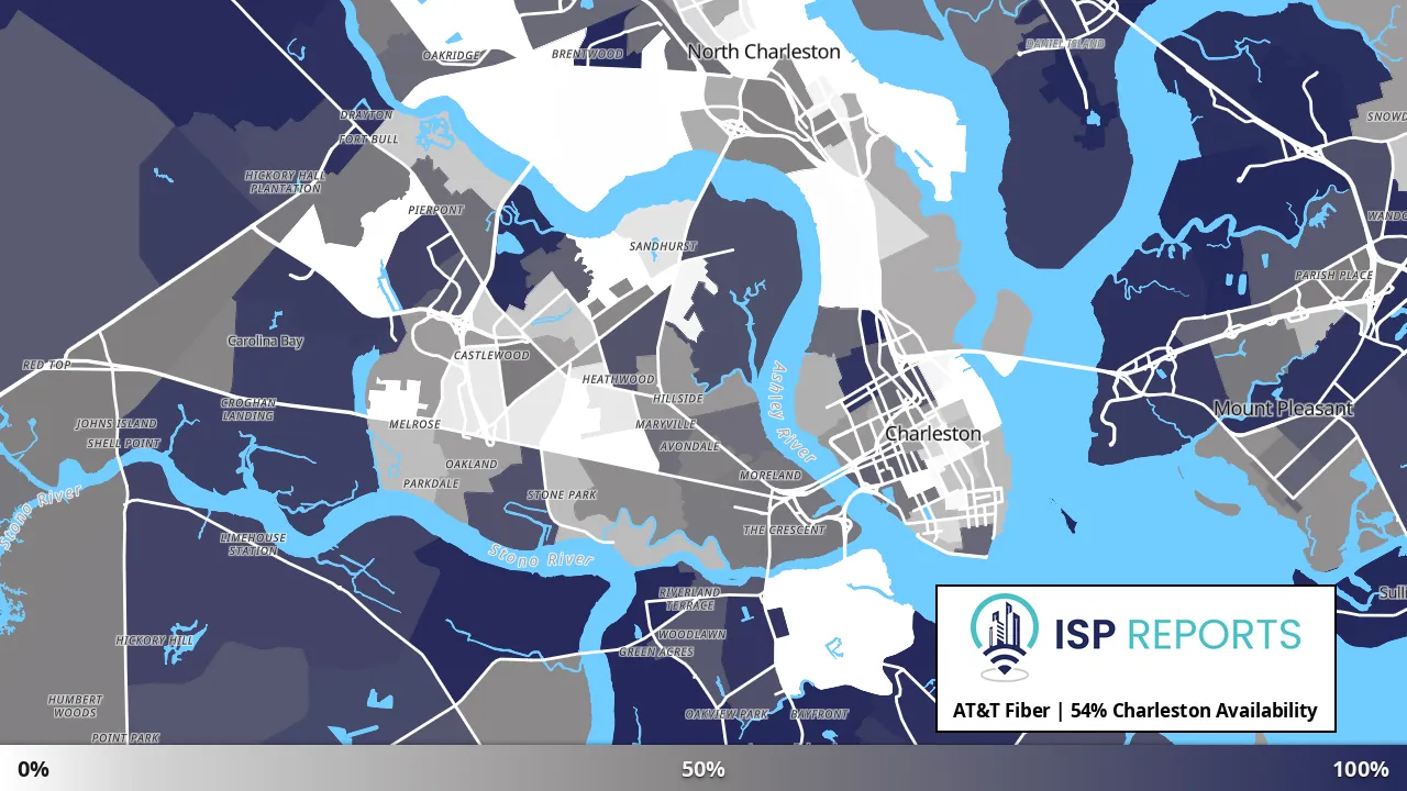 Charleston, SC map of internet availability