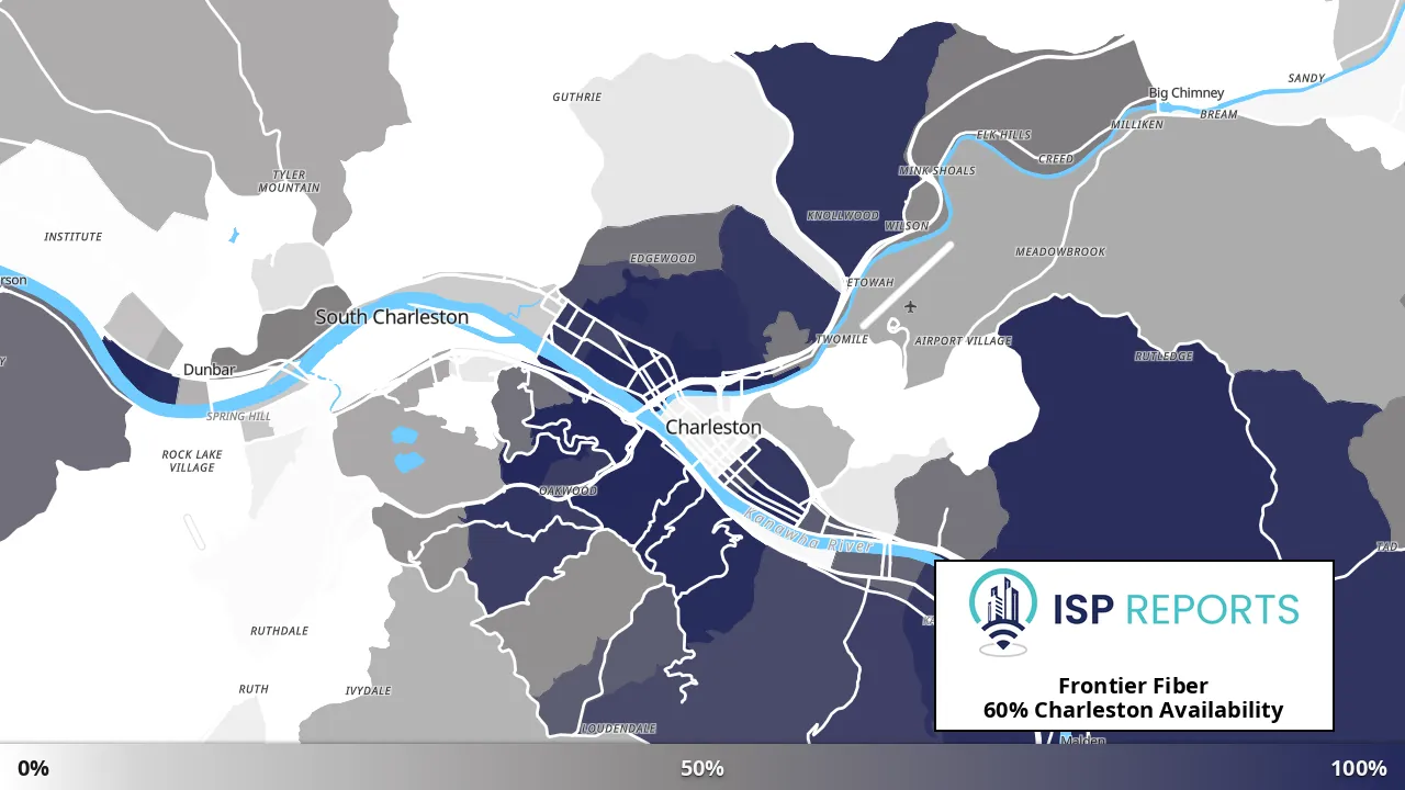 Charleston, WV map of internet availability