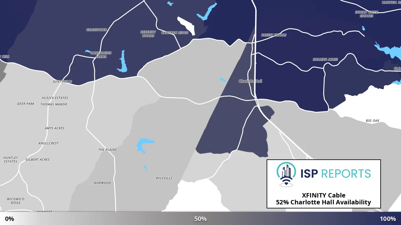 Charlotte Hall, MD map of internet availability