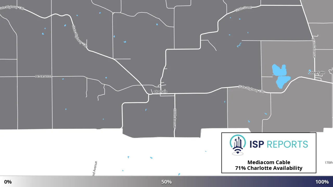 Charlotte, IA map of internet availability