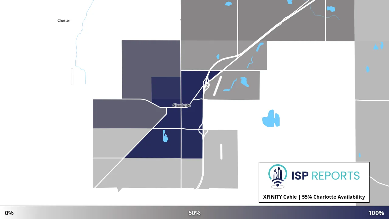 Charlotte, MI map of internet availability