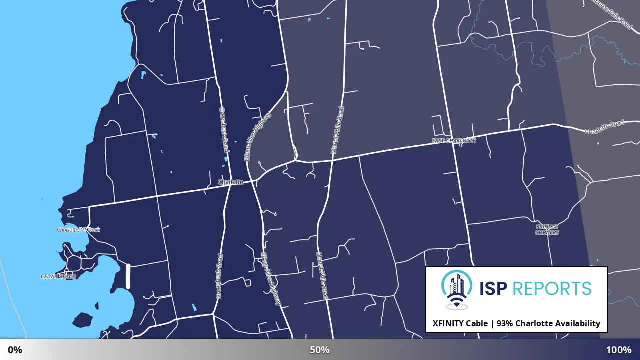 Charlotte, VT map of internet availability