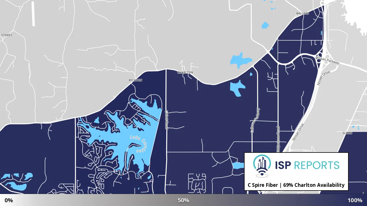 Charlton, MS map of internet availability