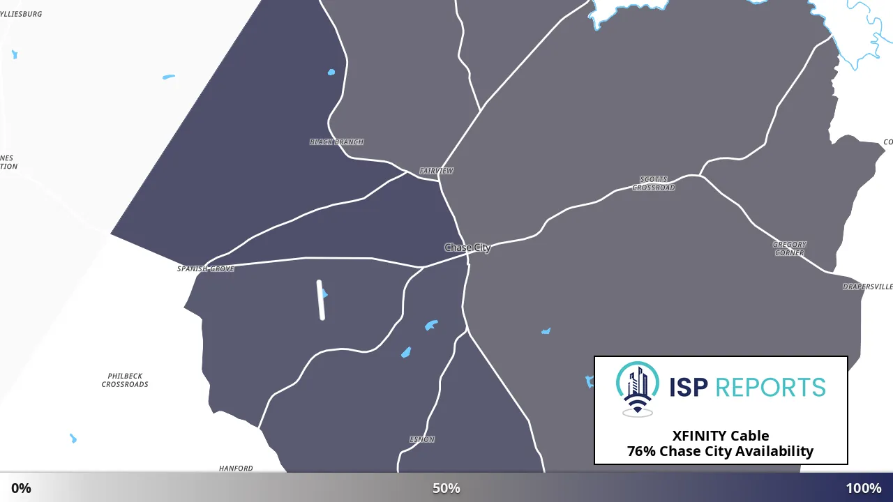 Chase City, VA map of internet availability