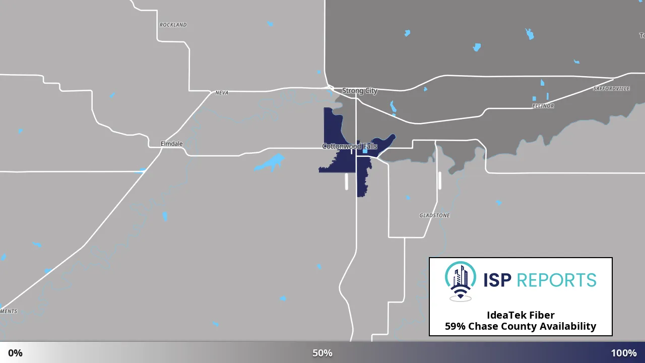 Chase County, KS map of internet availability