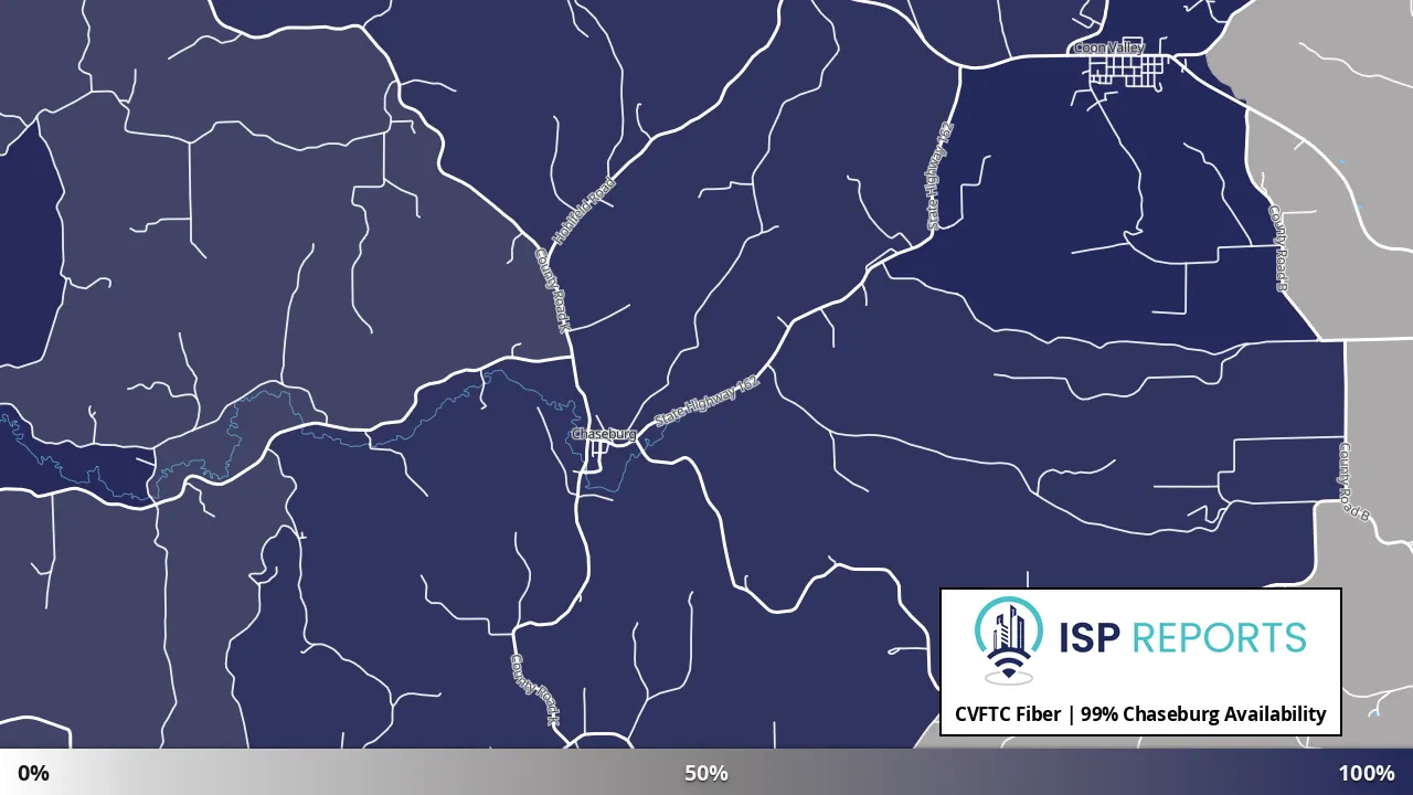 Chaseburg, WI map of internet availability