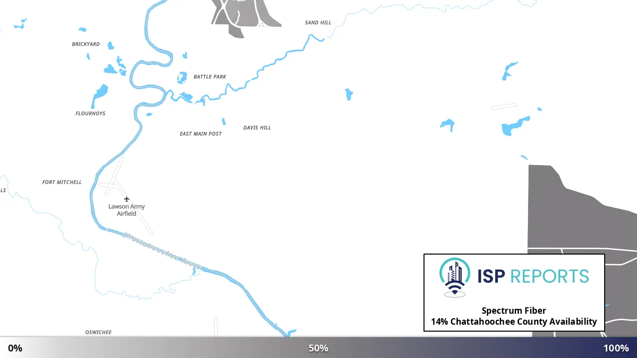 Chattahoochee County, GA map of internet availability