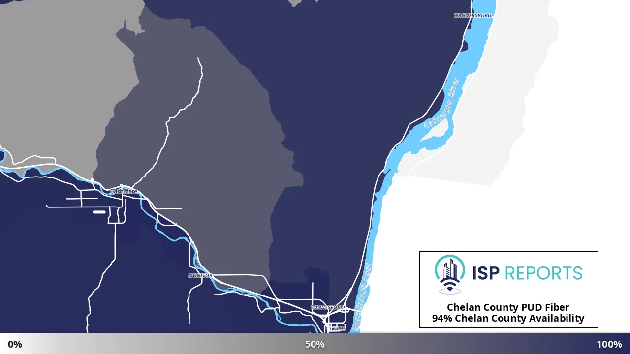 Chelan County, WA map of internet availability