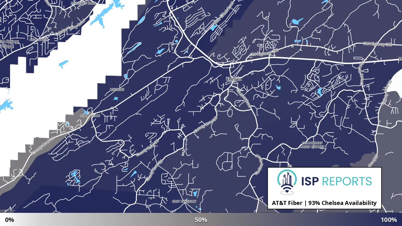 Chelsea, AL map of internet availability