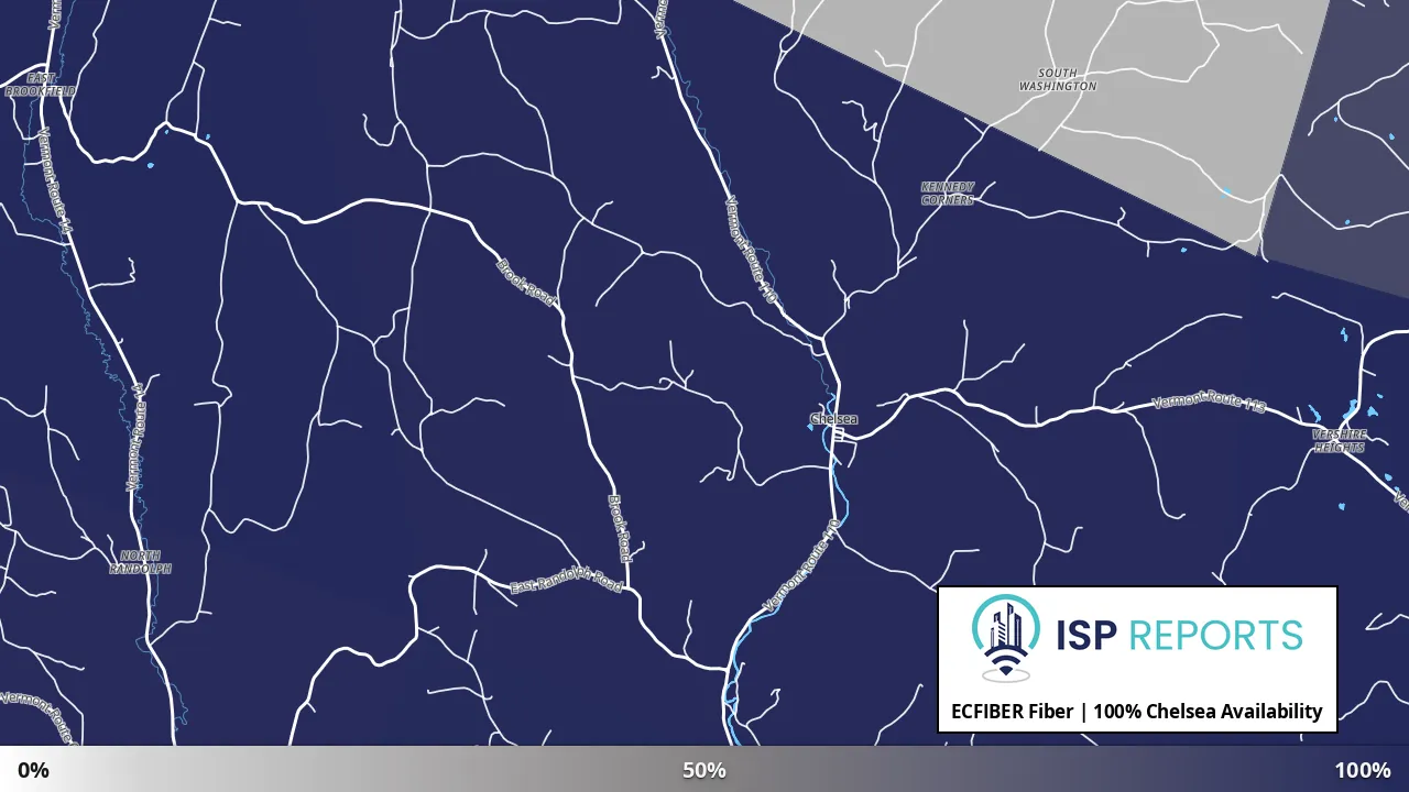 Chelsea, VT map of internet availability