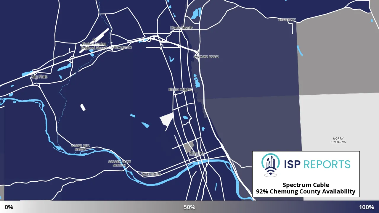 Chemung County, NY map of internet availability