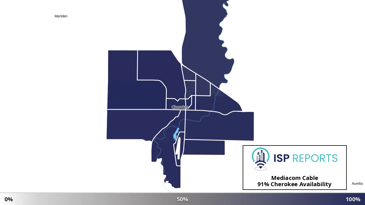Cherokee, IA map of internet availability