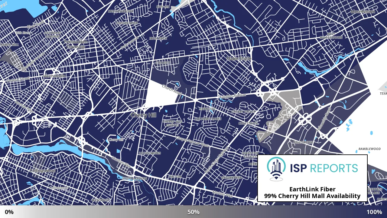 Cherry Hill Mall, NJ map of internet availability