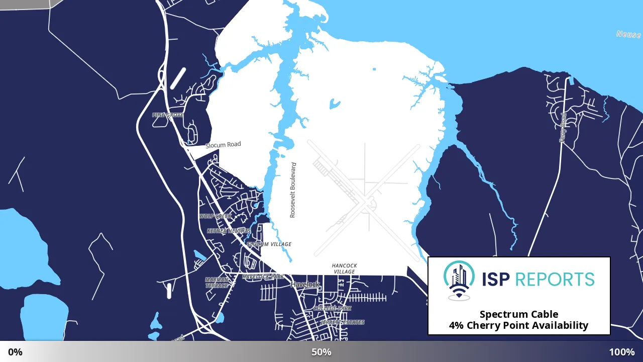 Cherry Point, NC map of internet availability