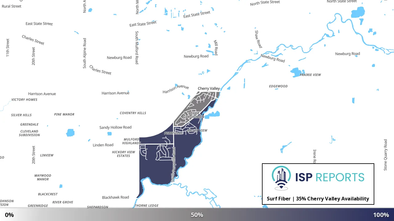 Cherry Valley, IL map of internet availability