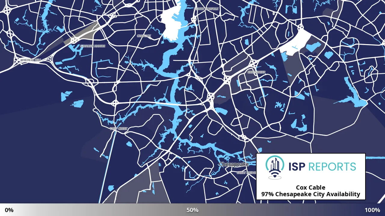 Chesapeake City, VA map of internet availability