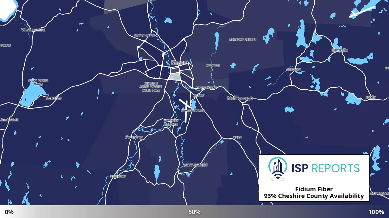 Cheshire County, NH map of internet availability