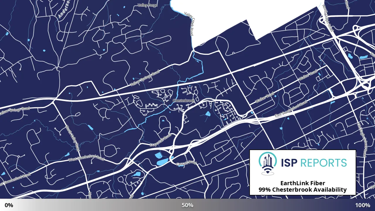 Chesterbrook, PA map of internet availability