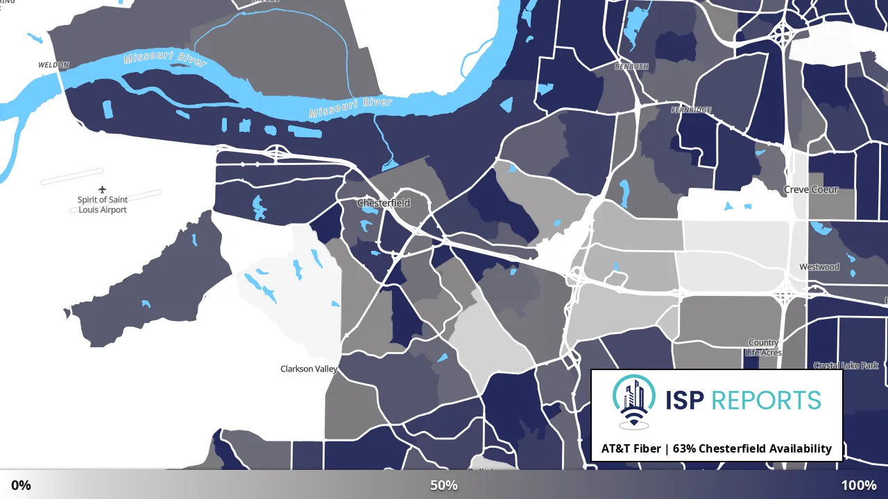 Chesterfield, MO map of internet availability