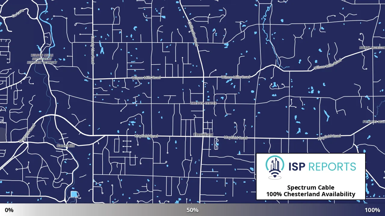 Chesterland, OH map of internet availability