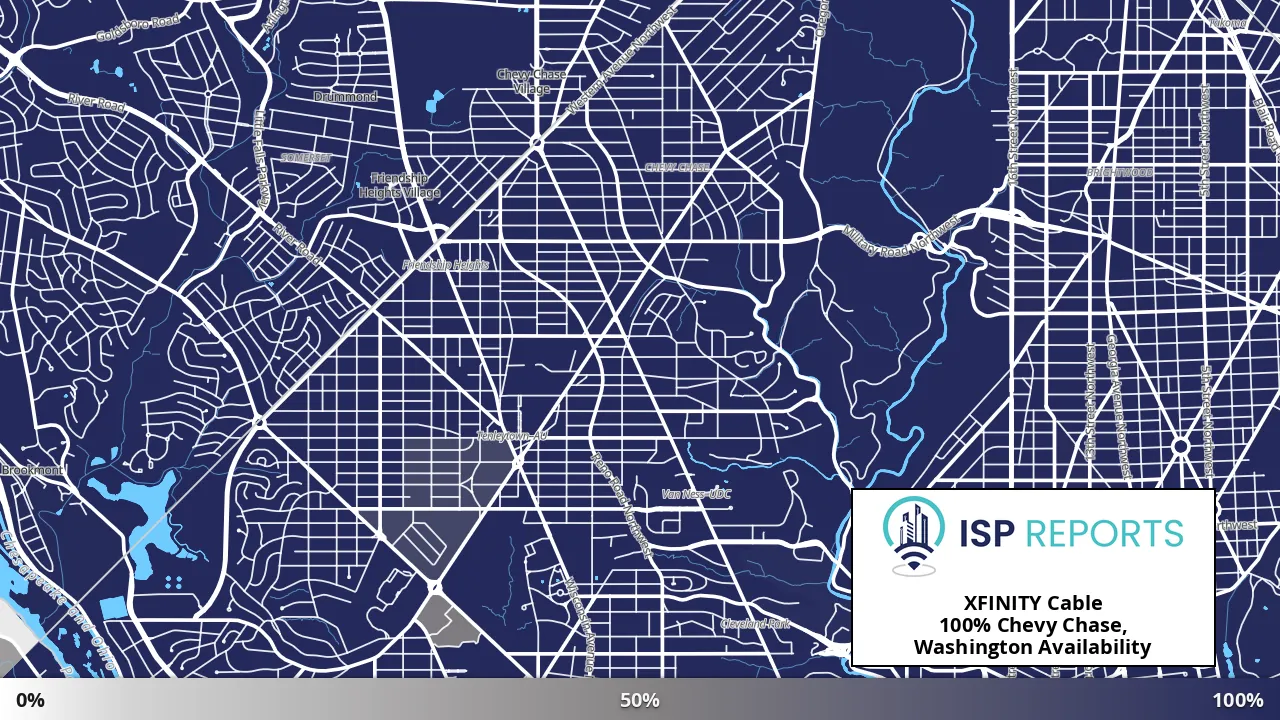Chevy Chase, Washington, DC map of internet availability