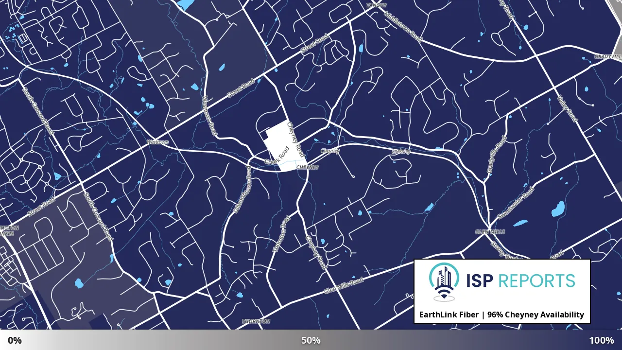 Cheyney, PA map of internet availability