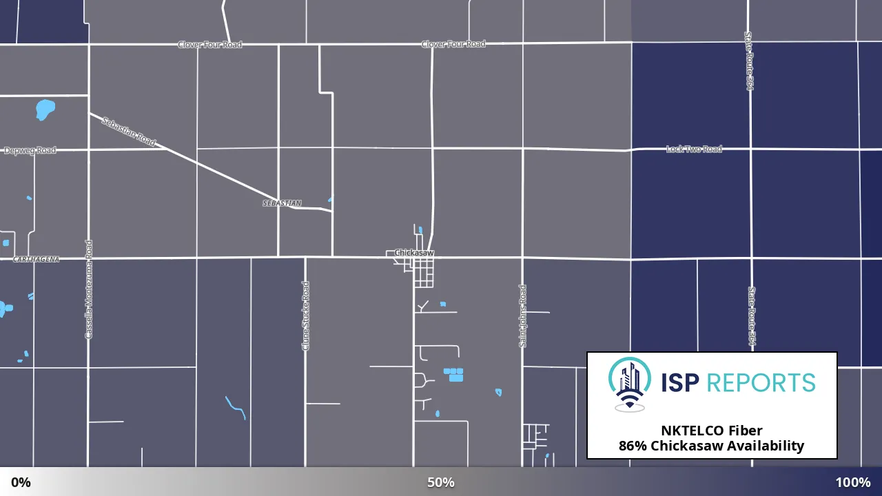 Chickasaw, OH map of internet availability