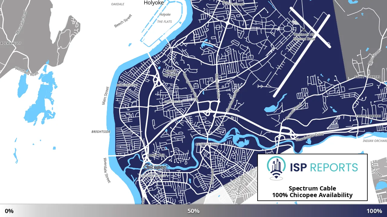 Chicopee, MA map of internet availability