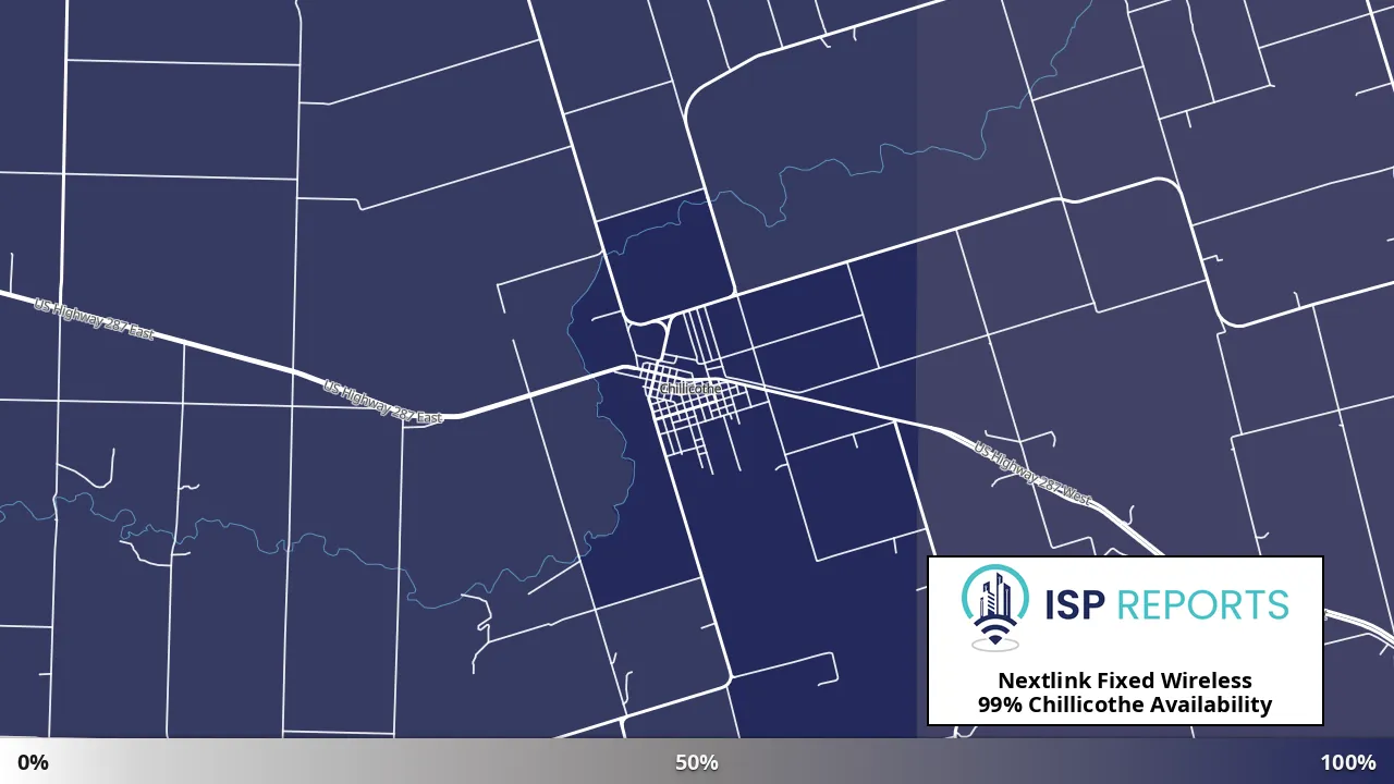 Chillicothe, TX map of internet availability