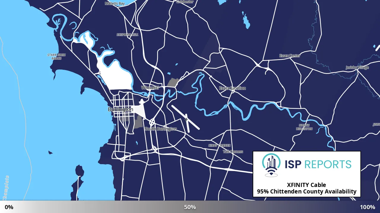 Chittenden County, VT map of internet availability