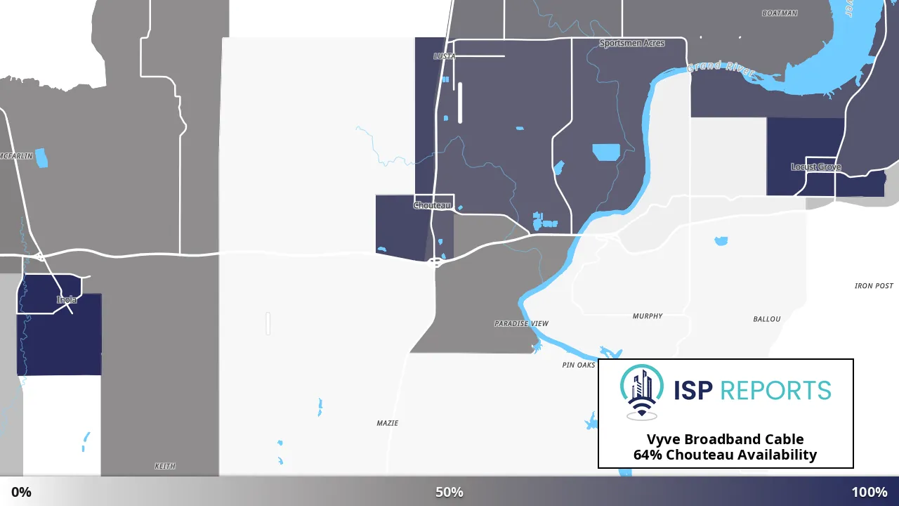 Chouteau, OK map of internet availability