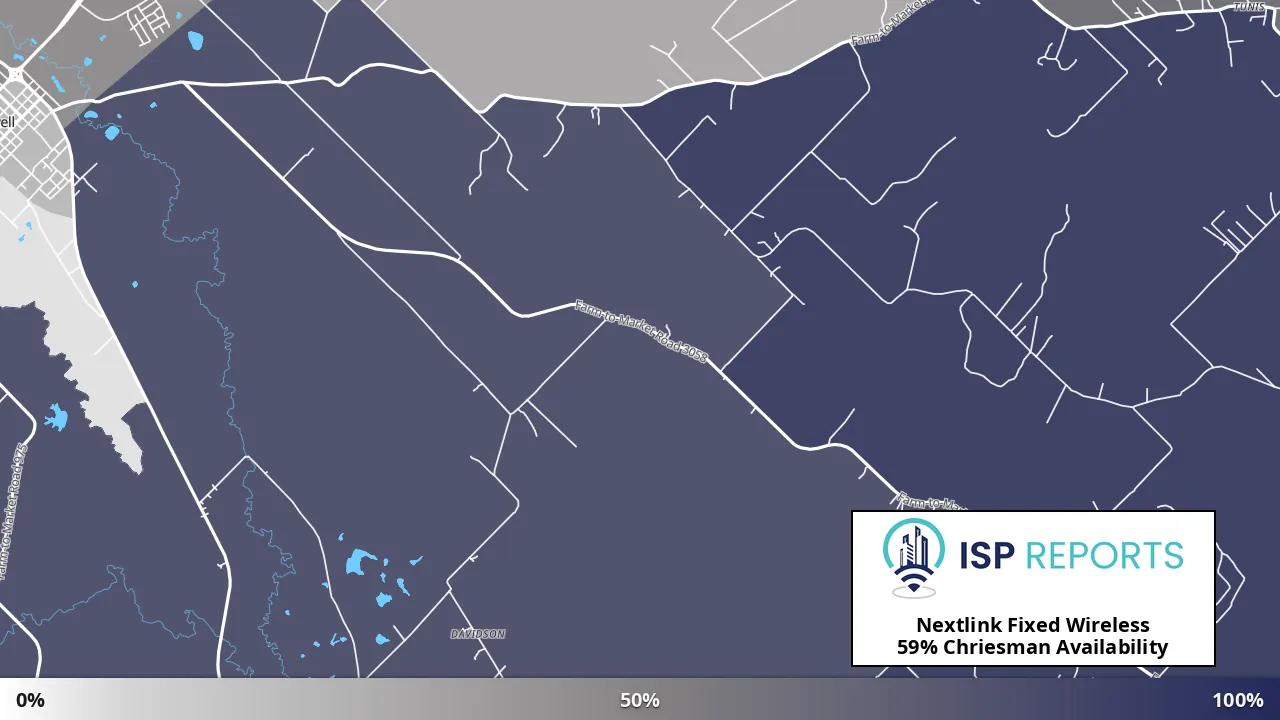 Chriesman, TX map of internet availability