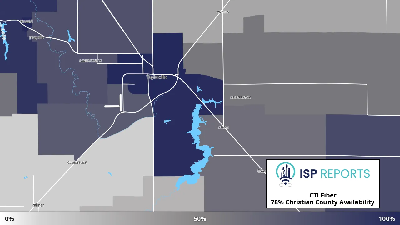 Christian County, IL map of internet availability