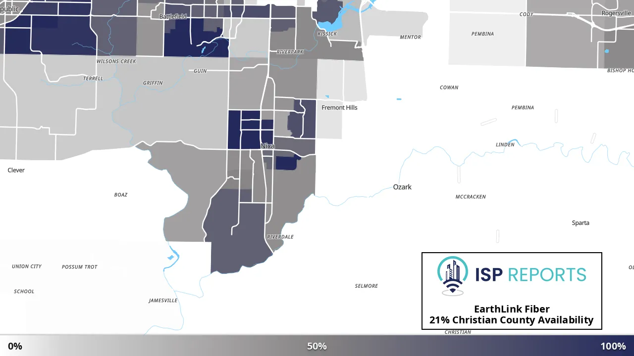 Christian County, MO map of internet availability