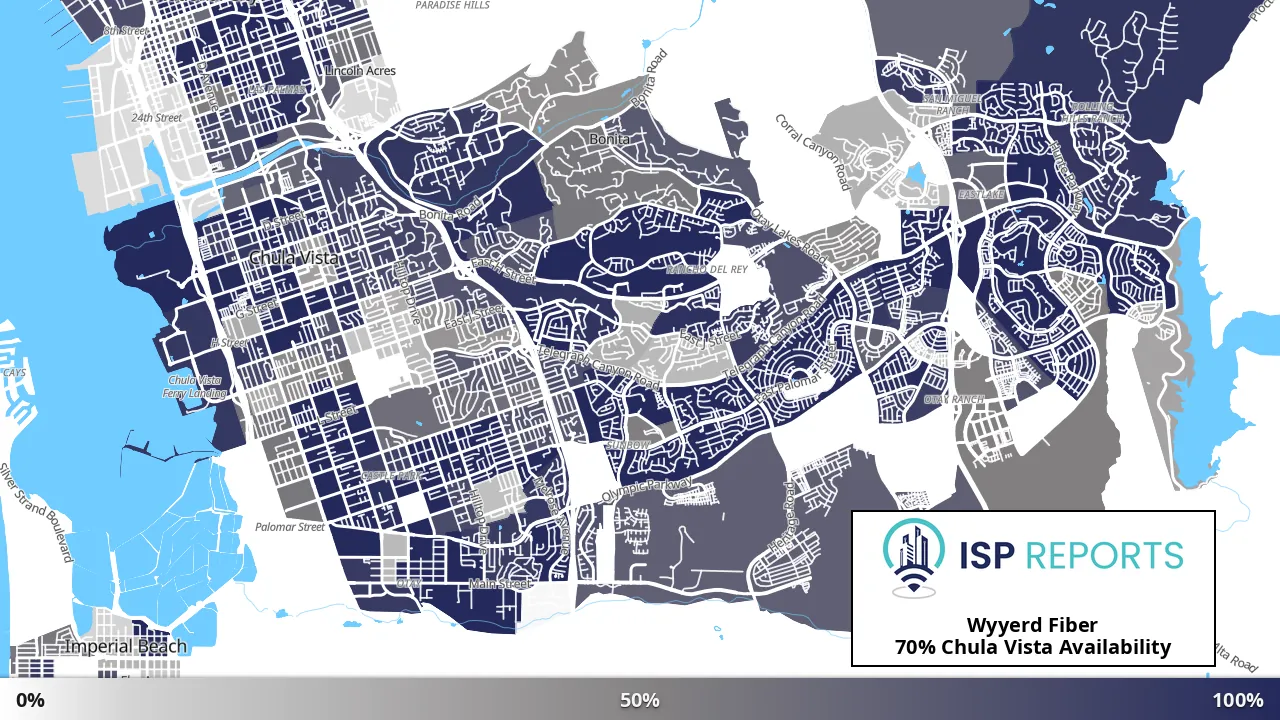 Chula Vista, CA map of internet availability