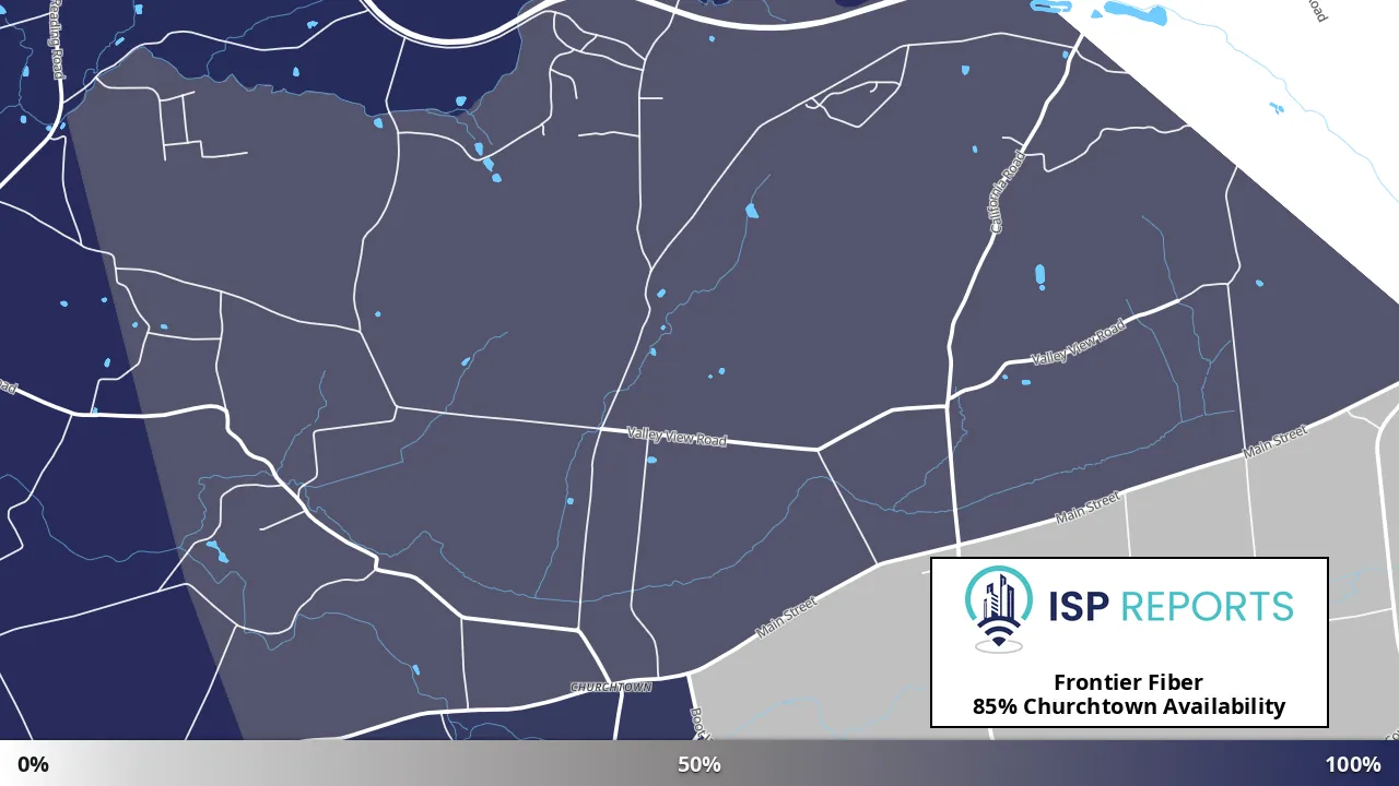 Churchtown, PA map of internet availability