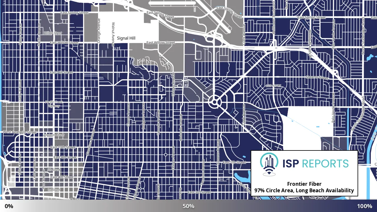 Circle Area, Long Beach, CA map of internet availability