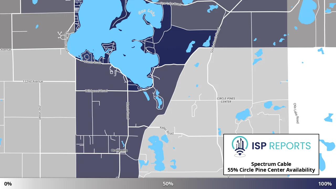 Circle Pine Center, MI map of internet availability