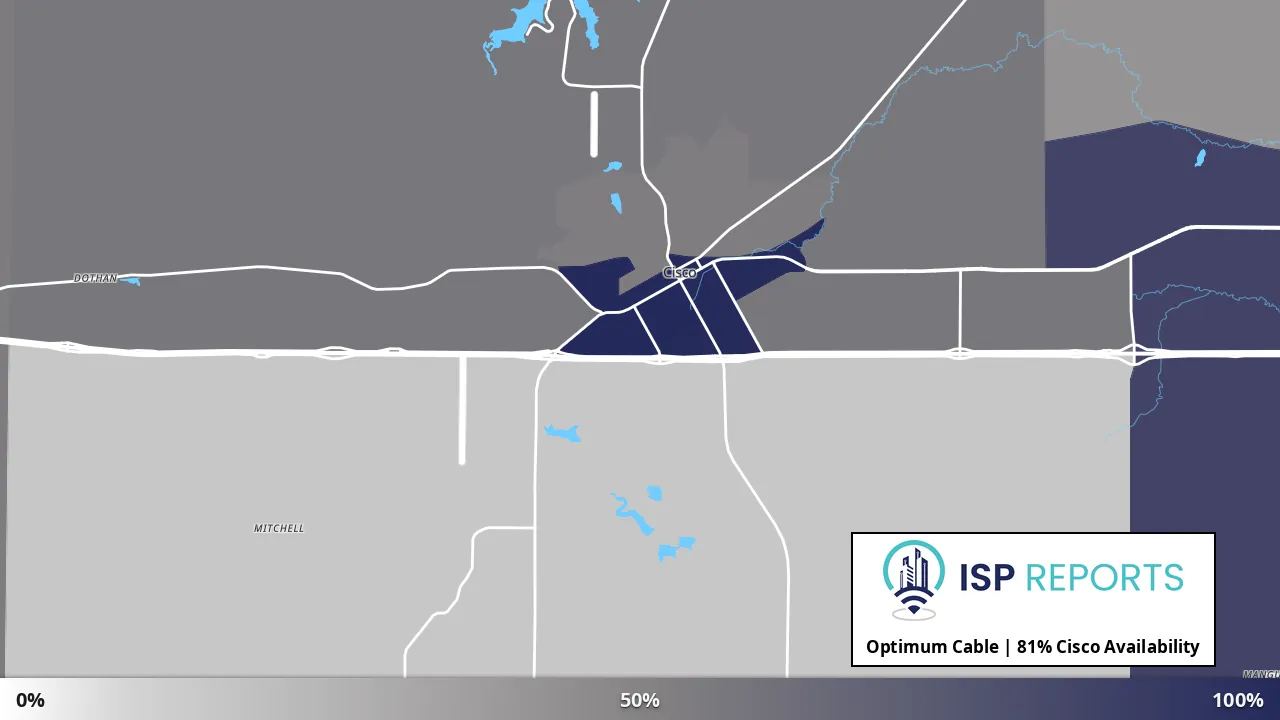 Cisco, TX map of internet availability