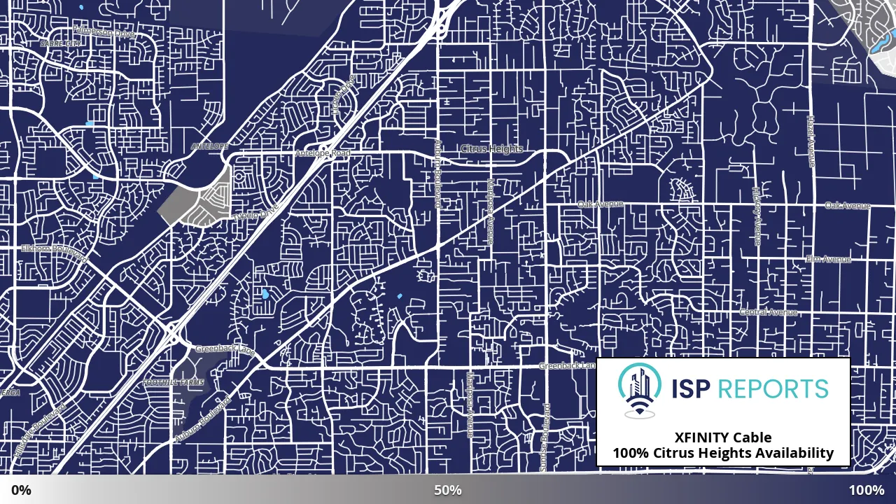 Citrus Heights, CA map of internet availability