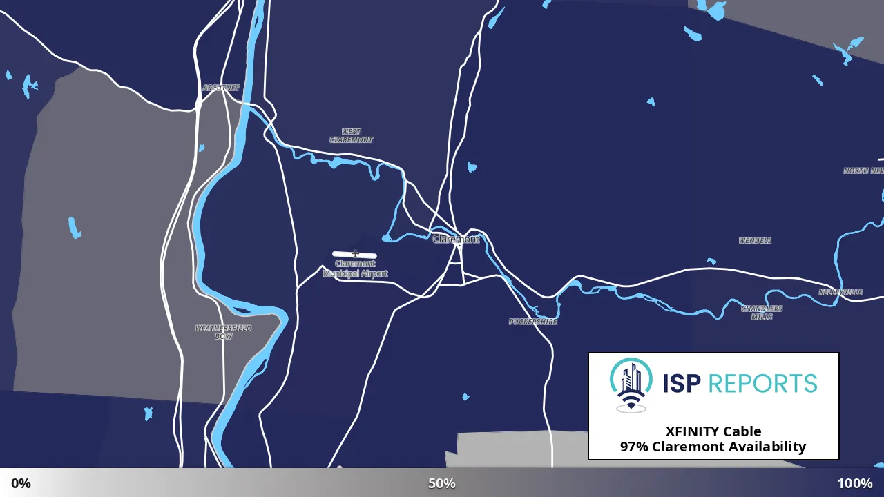 Claremont, NH map of internet availability