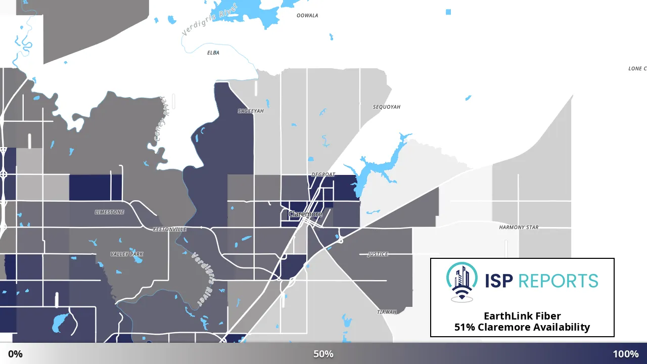 Claremore, OK map of internet availability